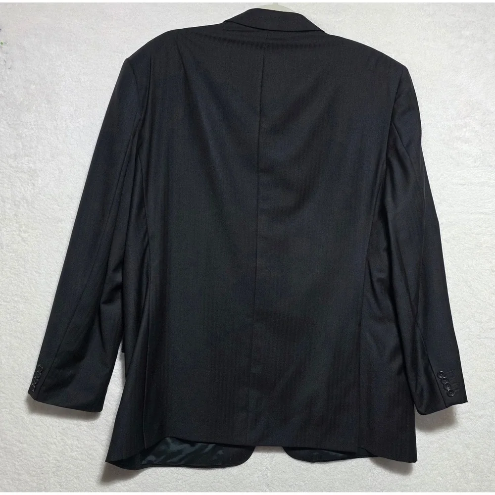 Ermenegildo Zegna Trofeo Navy Blue Herringbone Wool Sport Coat Blazer Italy 46R